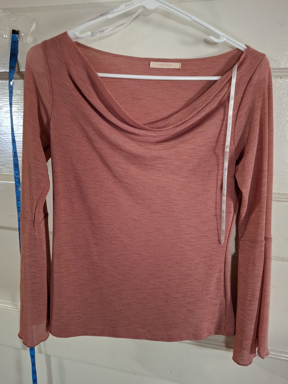 Forever 21 Dusty Rose Cowl Neck Long Sleeve Top (CFD031)